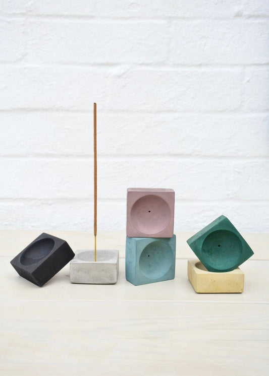 Fern Studio Handmade Geometric Concrete Incense Holder at Joetie Home Fragrance. Luxury Handmade Apothecary Soy Candles