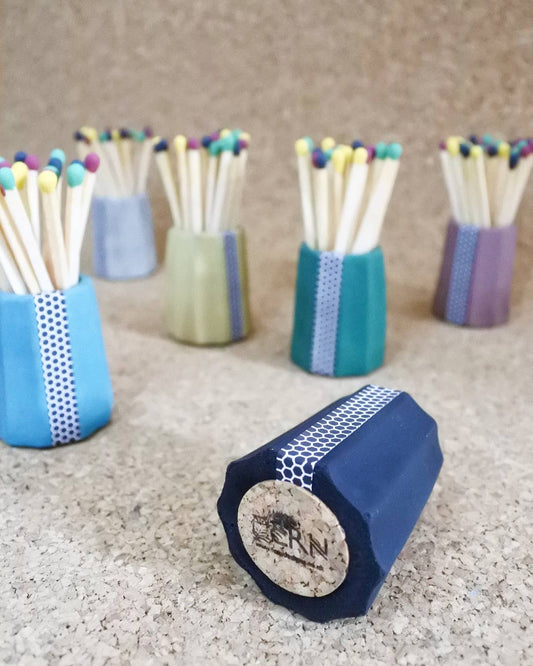 Fern Studio Handmade Concrete Match Strike Vessel at Joetie Home Fragrance. Luxury Handmade Apothecary Soy Candles