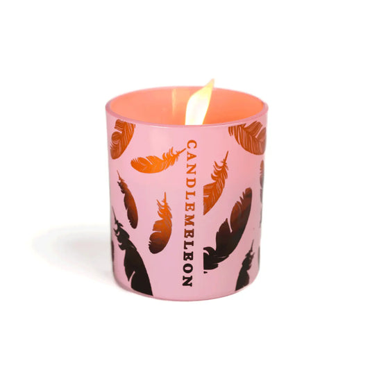 Candlemeleon Copper Feather Woodenwick Soy Wax Candle at Joetie Home Fragrance. Luxury Handmade Apothecary Soy Candles