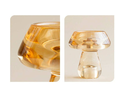 Gohobi Mushroom Glass Incense Holder – New Chinese Style Desktop Incense Tray: Bright Yellow