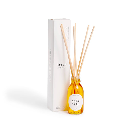 Hobo+Co Rest Essential Oil Reed Diffuser at Joetie Home Fragrance. Luxury Handmade Apothecary Soy Candles