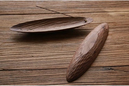 Walnut Boat-Shaped Incense Holder