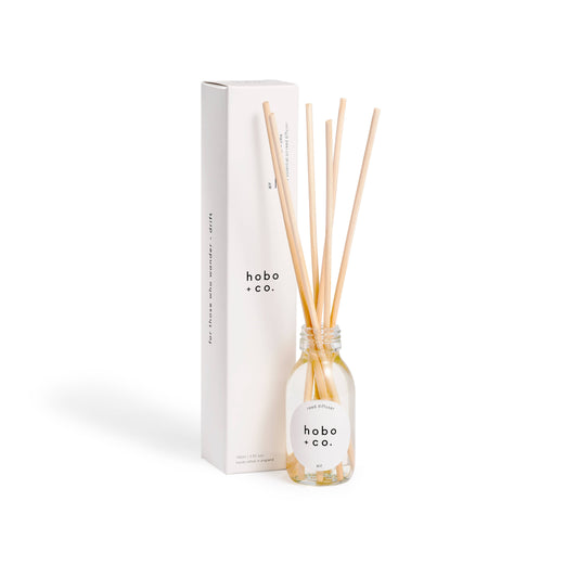 Hobo+Co Air Aromatherapy Essential Oil Scented Reed Diffuser at Joetie Home Fragrance. Luxury Handmade Apothecary Soy Candles