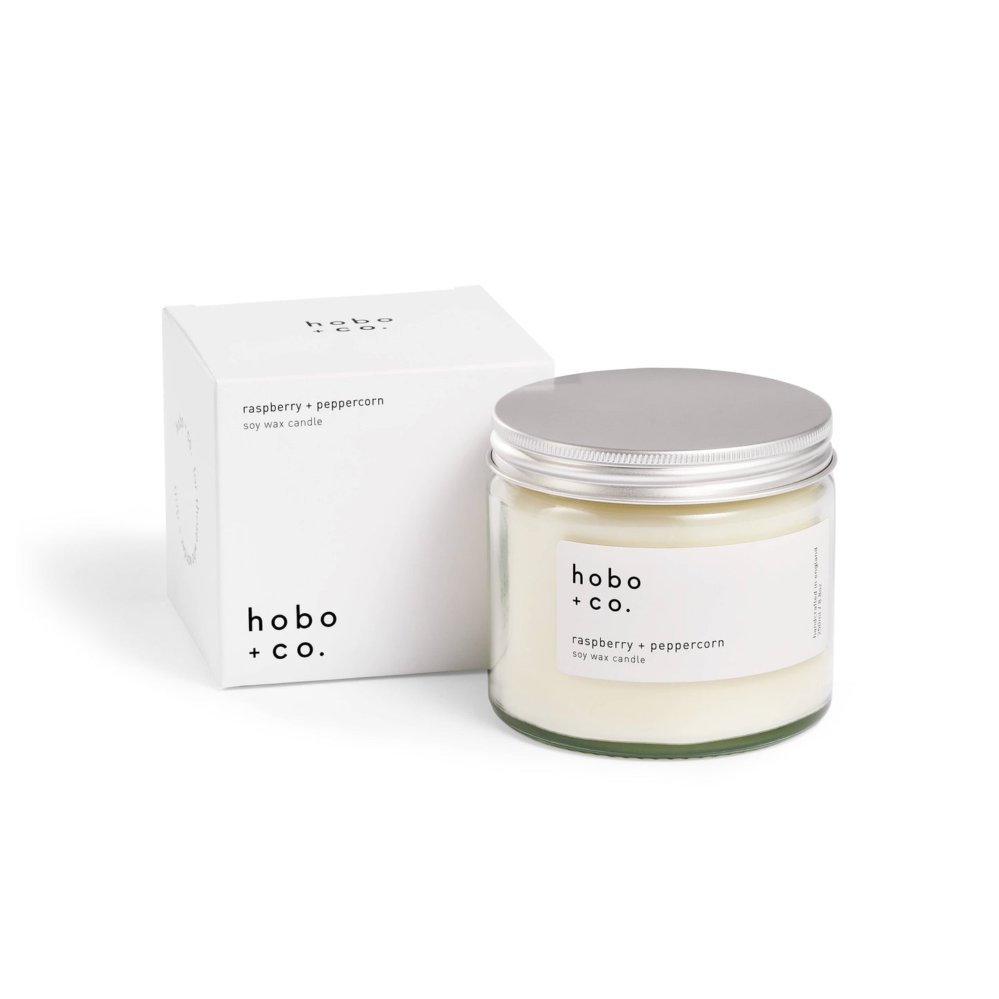 Hobo+Co Raspberry + Peppercorn Large Soy Candle at Joetie Home Fragrance. Luxury Handmade Apothecary Soy Candles