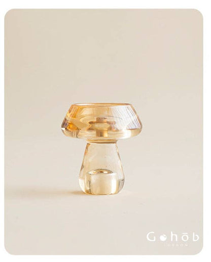 Gohobi Mushroom Glass Incense Holder – New Chinese Style Desktop Incense Tray: Bright Yellow