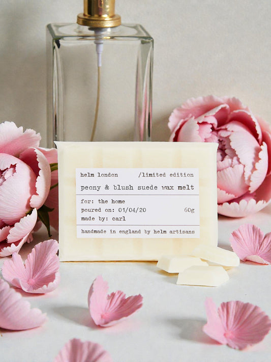 Peony & Blush Suede Wax Melt Bar – 60g Soy Blend by Helm London