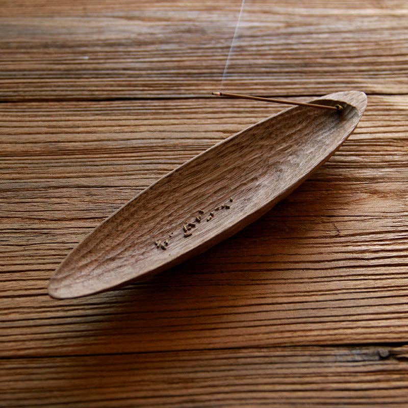 Walnut Boat-Shaped Incense Holder