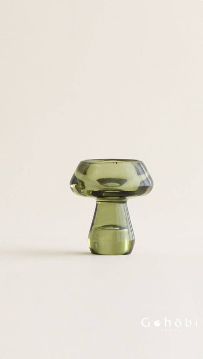 Gohobi Mushroom Glass Incense Holder – New Chinese Style Desktop Incense Tray: Bright Yellow