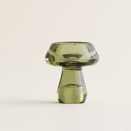 Mushroom Green Glass Incense Holder