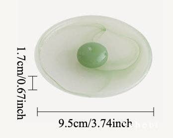 Gohobi Spring Shadow Glazed Incense Holder – Ceramic Ash Catching Incense Tray: Ink pattern incense tray (green) + Incense plug