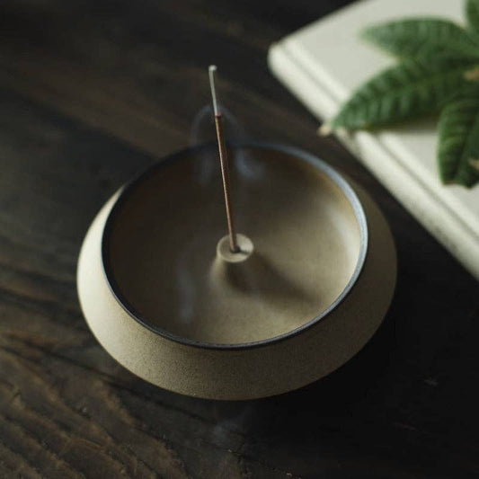 Ceramic Beige Incense Stick Holder