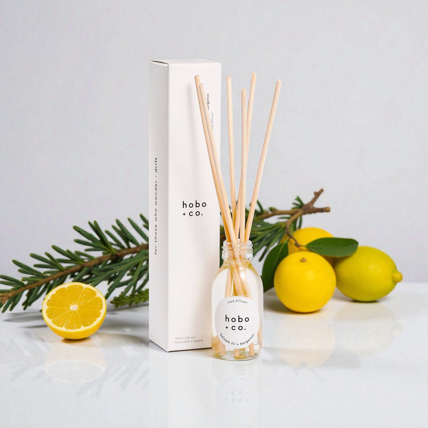 Balsam Fir + Bergamot Reed Diffuser – 100ml Essential Oil Blend by Hobo + Co