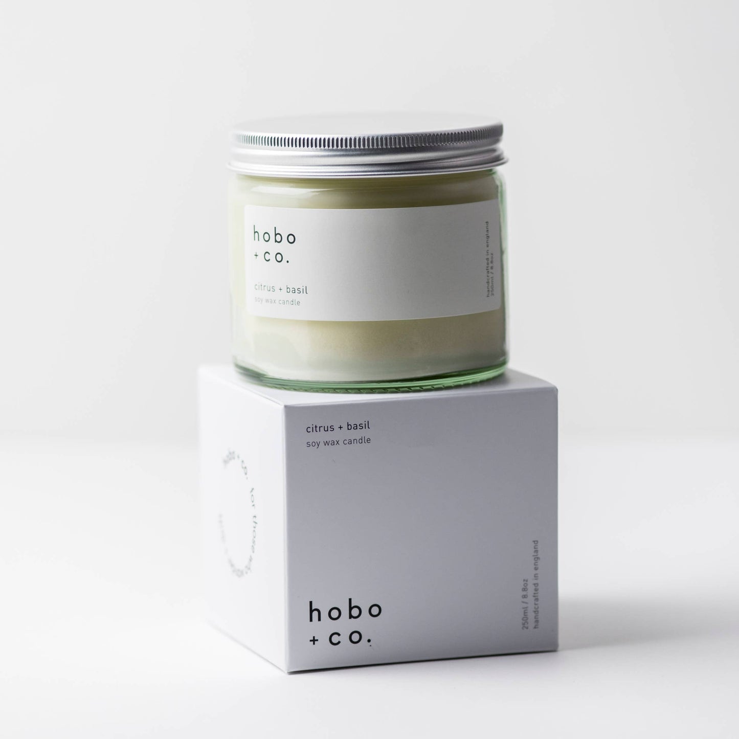 Hobo+Co Citrus + Basil Large Soy Candle at Joetie Home Fragrance. Luxury Handmade Apothecary Soy Candles