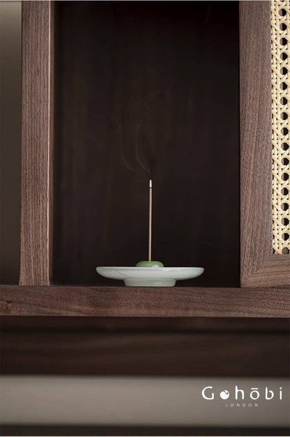Gohobi Spring Shadow Glazed Incense Holder – Ceramic Ash Catching Incense Tray: Incense plug
