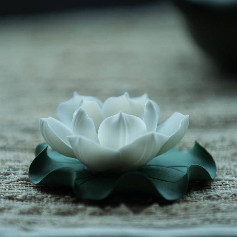 Gohobi Handmade White Lotus Incense Stick Holder at Joetie Home Fragrance. Luxury Handmade Apothecary Soy Candles