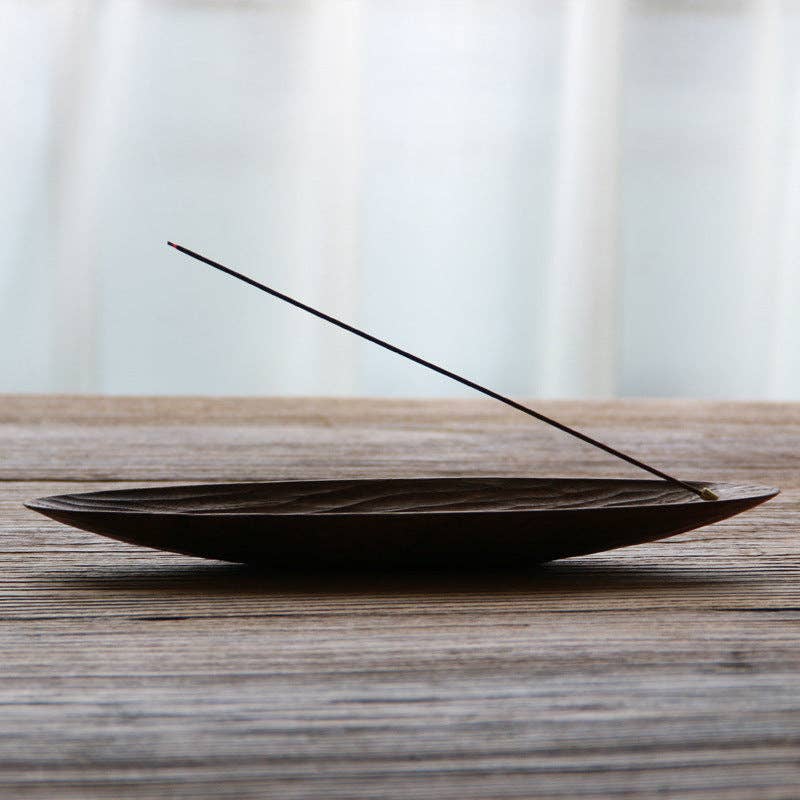Walnut Boat-Shaped Incense Holder