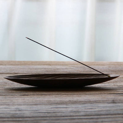 Walnut Boat-Shaped Incense Holder