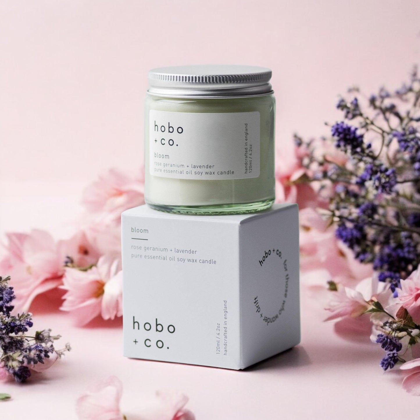 Hobo+Co Bloom Small Essential Oil Soy Wax Candle at Joetie Home Fragrance. Luxury Handmade Apothecary Soy Candles