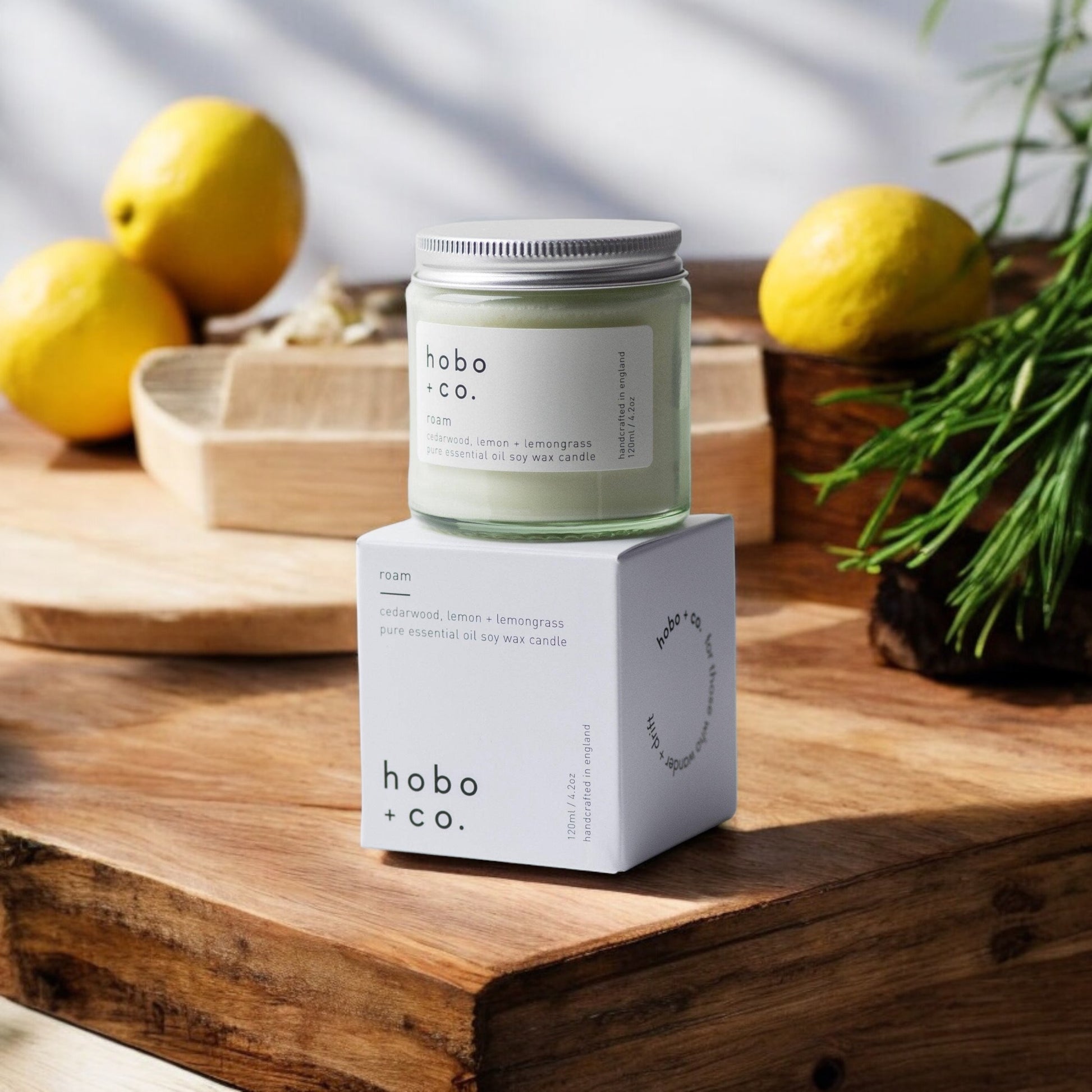 Hobo+Co Roam Small Essential Oil Soy Wax Candle at Joetie Home Fragrance. Luxury Handmade Apothecary Soy Candles