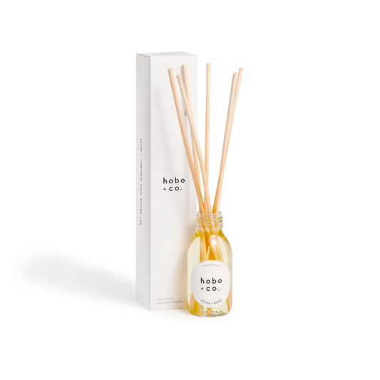 Hobo+Co Citrus & Basil Essential Oil Reed Diffuser at Joetie Home Fragrance. Luxury Handmade Apothecary Soy Candles