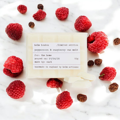 Helm London Peppercorn & Raspberry Wax Melt at Joetie Home Fragrance. Luxury Handmade Apothecary Soy Candles