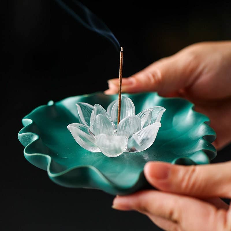 Clear Glass Incense Holder Ornament – Handmade in Clear by Gohobi