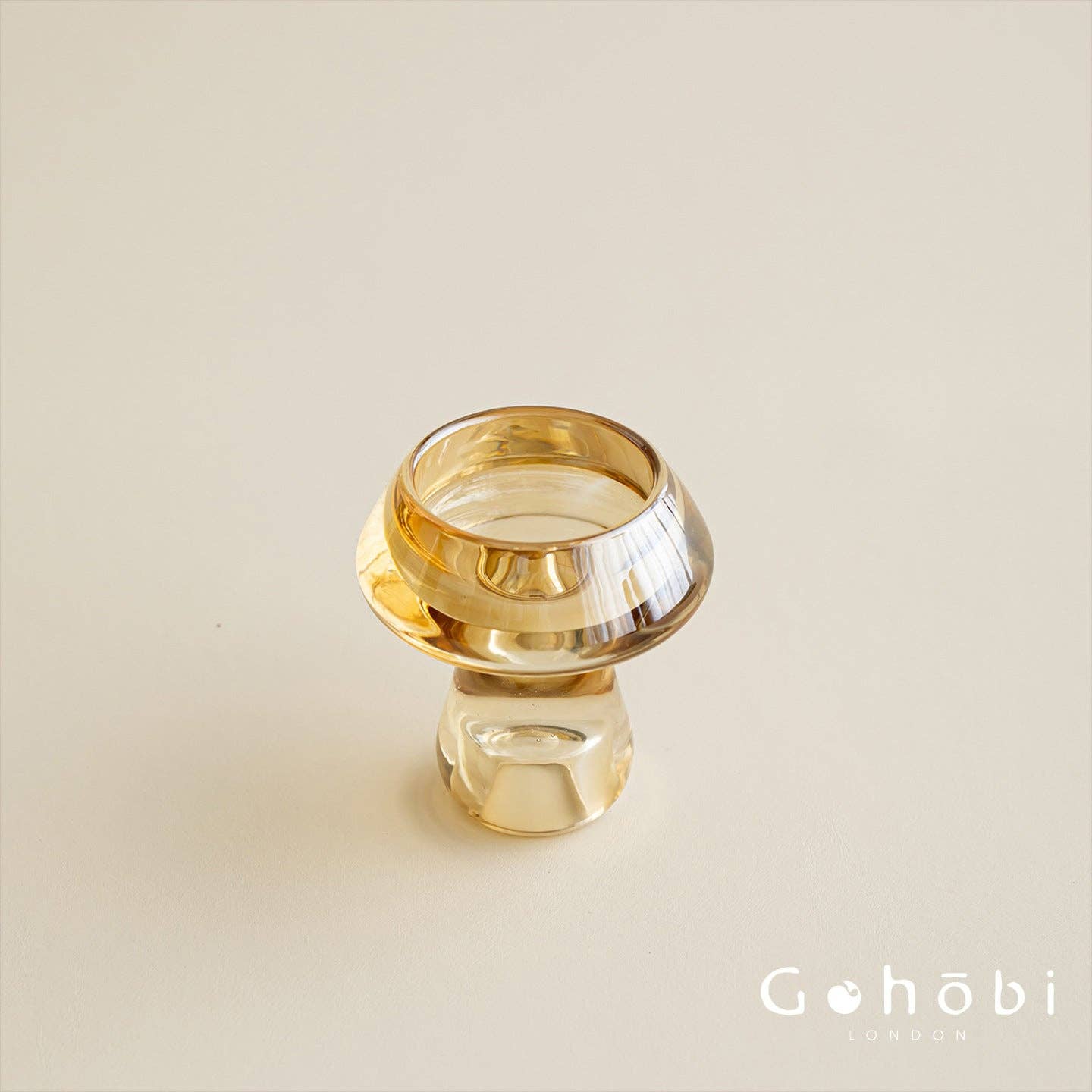 Gohobi Mushroom Glass Incense Holder – New Chinese Style Desktop Incense Tray: Bright Yellow