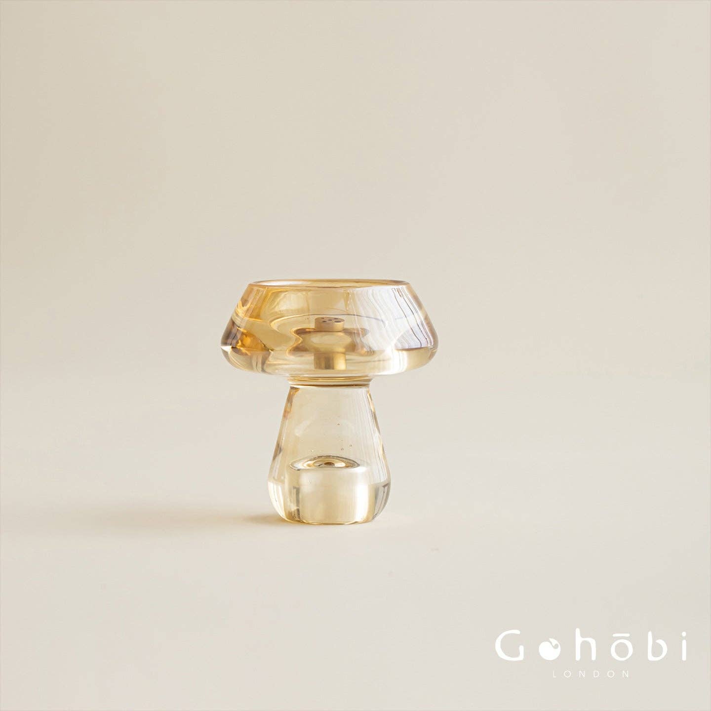 Gohobi Mushroom Glass Incense Holder – New Chinese Style Desktop Incense Tray: Bright Yellow