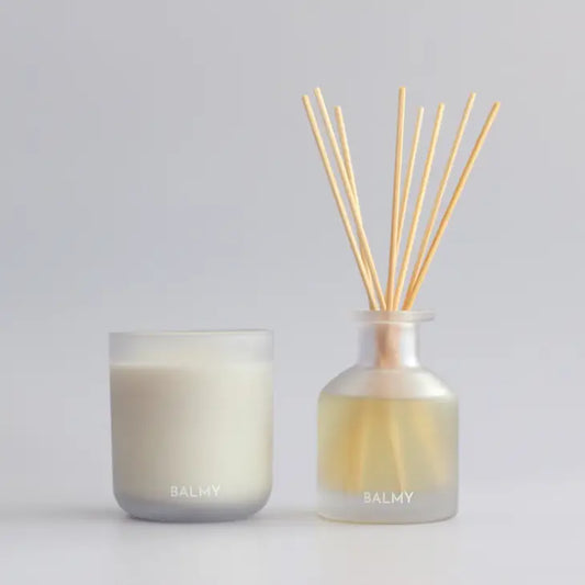 Balmy Dusky Skies Reed Diffuser at Joetie Home Fragrance. Luxury Handmade Apothecary Soy Candles