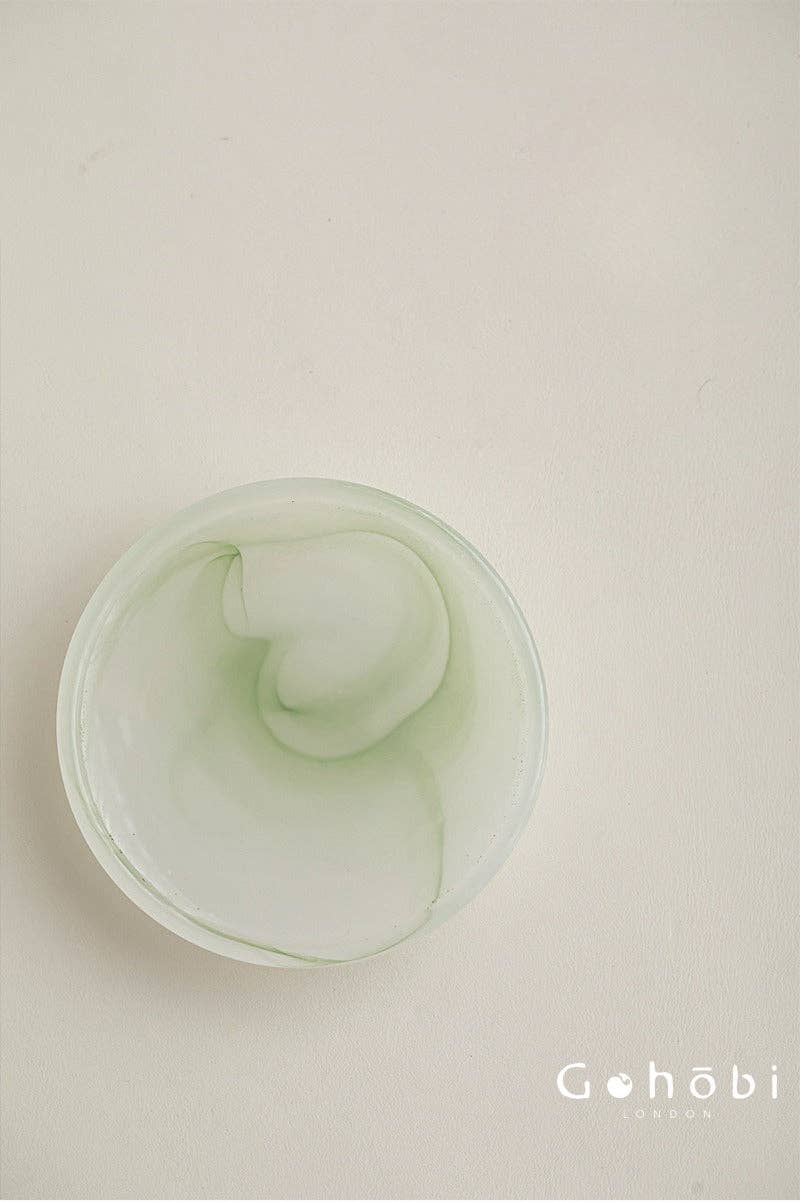 Gohobi Spring Shadow Glazed Incense Holder – Ceramic Ash Catching Incense Tray: Green incense plate + Incense plug