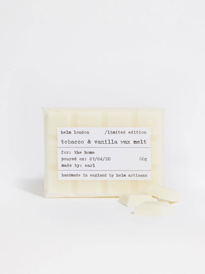 Helm London Tobacco & Vanilla Wax Melt at Joetie Home Fragrance. Luxury Handmade Apothecary Soy Candles