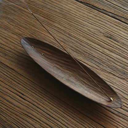 Walnut Boat-Shaped Incense Holder