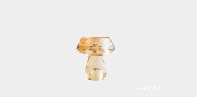 Gohobi Mushroom Glass Incense Holder – New Chinese Style Desktop Incense Tray: Bright Yellow