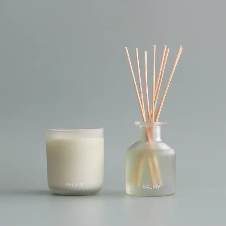 Balmy Forest Bathing Reed Diffuser at Joetie Home Fragrance. Luxury Handmade Apothecary Soy Candles