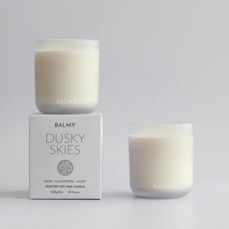 Balmy Dusky Skies Soy Wax Candle at Joetie Home Fragrance. Luxury Handmade Apothecary Soy Candles
