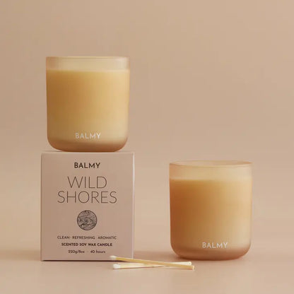 Balmy Wild Shores Soy Wax Candle at Joetie Home Fragrance. Luxury Handmade Apothecary Soy Candles