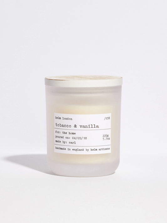 Helm London Tobacco & Vanilla Soy Wax Candle at Joetie Home Fragrance. Luxury Handmade Apothecary Soy Candles
