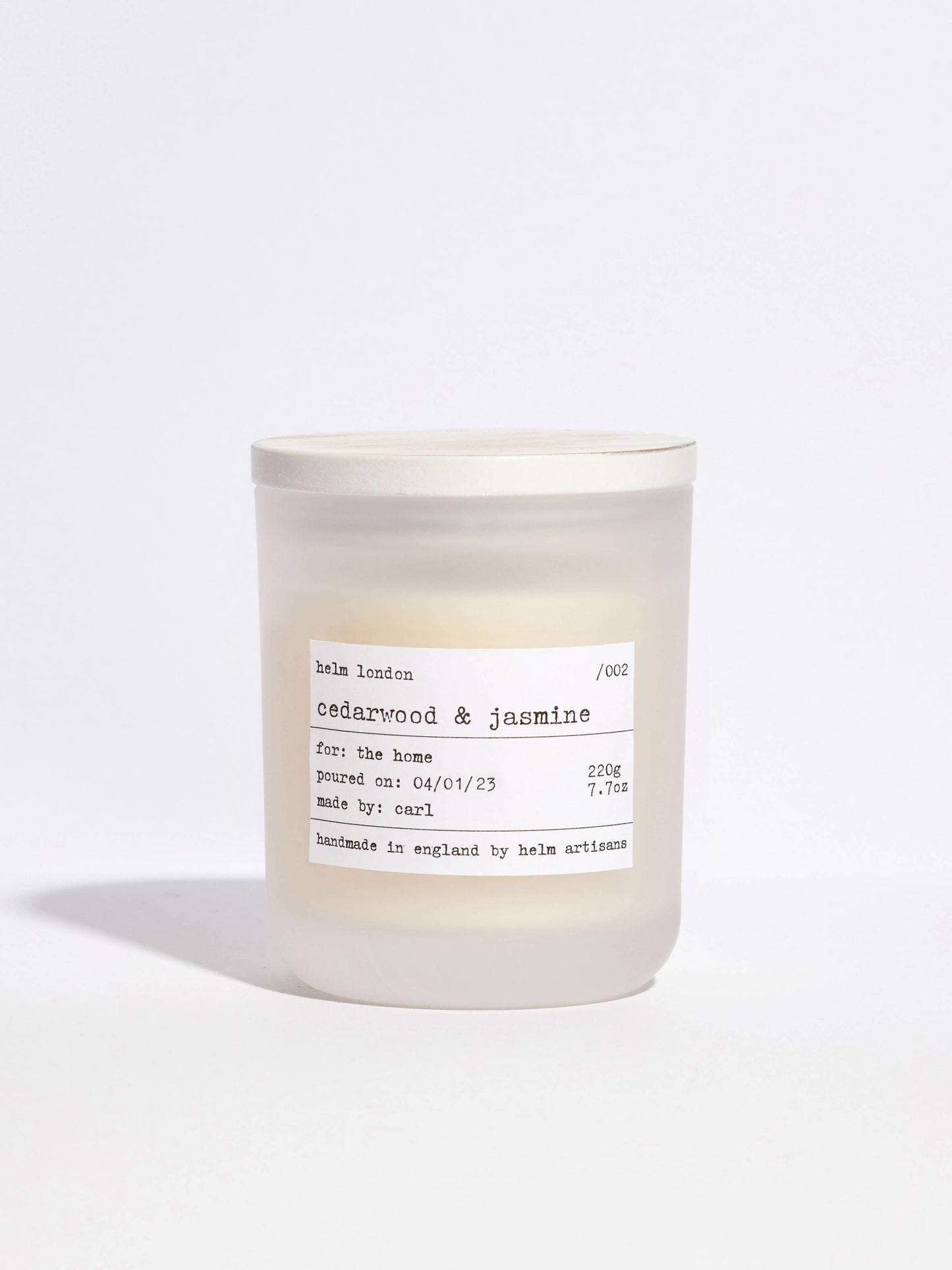 Helm London Cedarwood & Jasmine Soy Wax Candle at Joetie Home Fragrance. Luxury Handmade Apothecary Soy Candles
