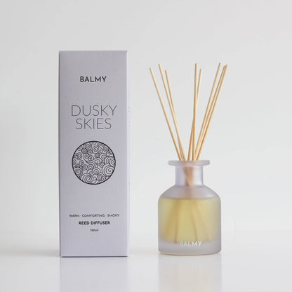Balmy Dusky Skies Reed Diffuser at Joetie Home Fragrance. Luxury Handmade Apothecary Soy Candles