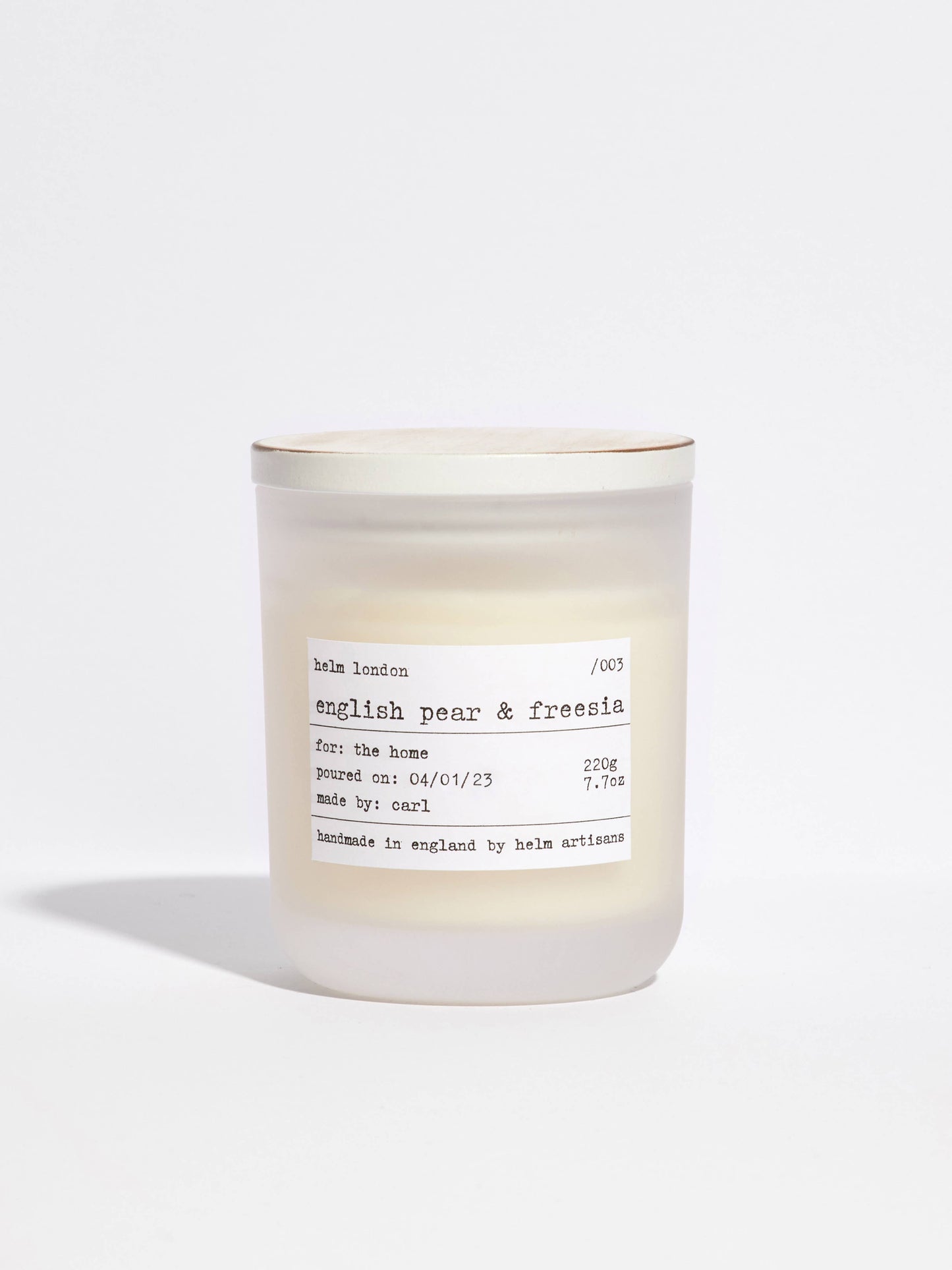 Helm London English Pear & Freesia Soy Wax Candle at Joetie Home Fragrance. Luxury Handmade Apothecary Soy Candles