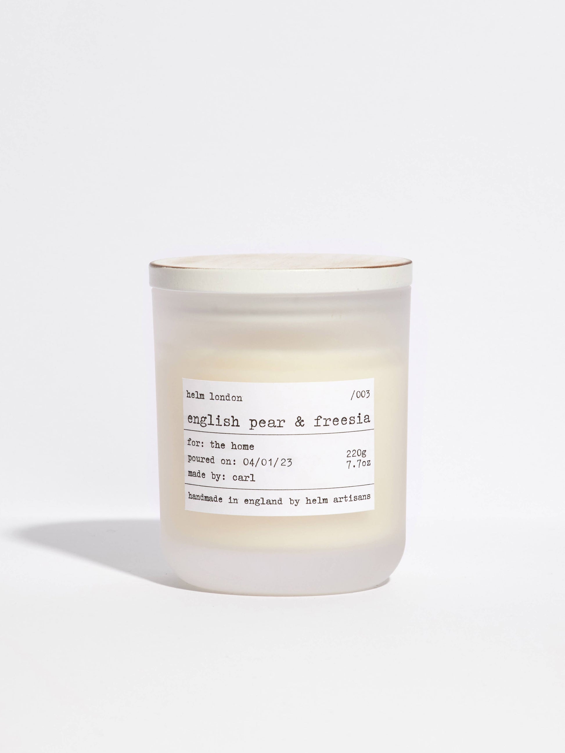 Helm London English Pear & Freesia Soy Wax Candle at Joetie Home Fragrance. Luxury Handmade Apothecary Soy Candles